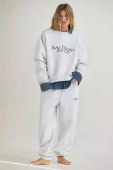 Плюшевые спортивные брюки с лозунгом ZARA, серый мергель