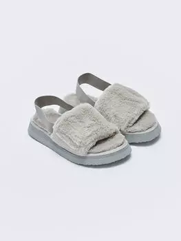Плюшевые женские домашние тапочки с открытым передом LCW Steps