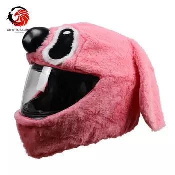 Плюшевый чехол для шлема с орлиным клювом и драконом, украшение для мотоциклетного шлема, теплый чехол на капюшон, универсальный размер (кроме шлема), розовая строчка Cryptosaurus