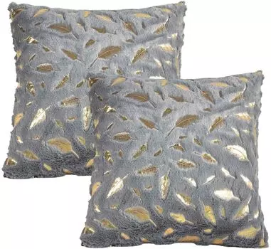 Плюшевый чехол с перьями, 43 x 43 см. Декоративные чехлы для подушек для спальни, гостиной, дивана, дивана, набор из 2 шт Jormftte