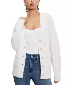 Плюшевый кардиган большого размера Good American, белый
