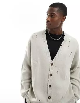 Плюшевый кардиган оверсайз с отделкой камнями ASOS DESIGN