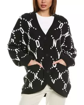 Плюшевый кардиган с капюшоном DKNY, черный