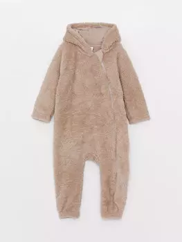 Плюшевый комбинезон для мальчика с капюшоном и длинными рукавами LCW baby, норка