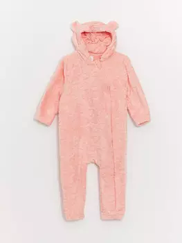 Плюшевый комбинезон для маленьких девочек с капюшоном и длинными рукавами LCW baby, светло-розовый
