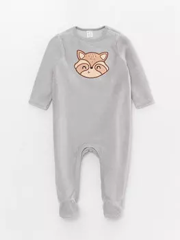 Плюшевый комбинезон для маленьких мальчиков с длинными рукавами и круглым вырезом LCW baby, светло-серый