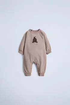 Плюшевый комбинезон с принтом ZARA, светло-коричневый