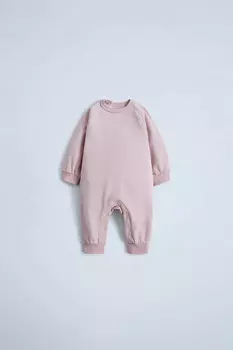Плюшевый однотонный комбинезон ZARA, розовый