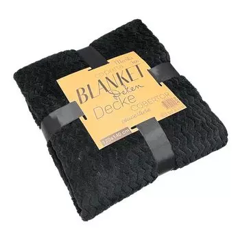 Плюшевый плед из микрофибры, черный, 120 х 140 см, плед из микрофибры, покрывало, флисовый плед, плед HAC24