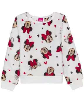 Плюшевый пуловер с капюшоном для маленьких девочек Minnie Hearts Disney, белый