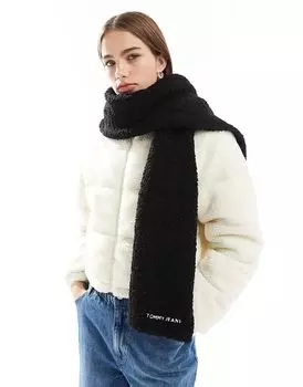 Плюшевый шарф черного цвета Tommy Jeans