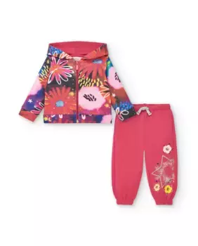 Плюшевый спортивный костюм цвета фуксии для девочки с цветочным принтом Tuc tuc