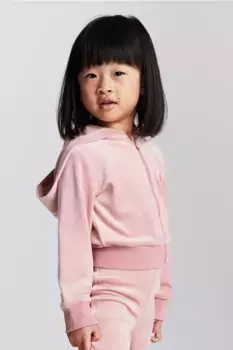 Плюшевый топ с капюшоном и молнией H&M, розовый