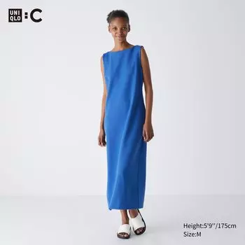 Плюшовое платье без рукавов UNIQLO, синий