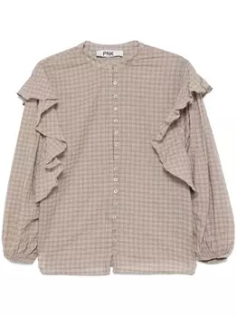 PNK клетчатая рубашка с оборками, коричневый
