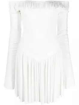 PNK платье мини с круглым вырезом и сборками, белый