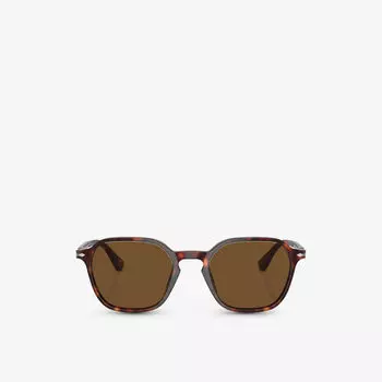 Po3256s солнцезащитные очки из ацетата черепаховой расцветки в квадратной оправе Persol, коричневый