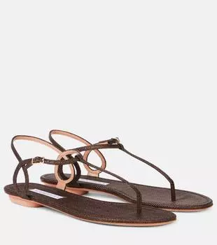 Почти голые сандалии с эффектом рафии Aquazzura, коричневый
