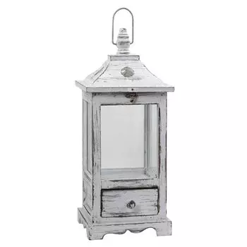 Почти натуральный состаренный деревянный фонарь с выдвижным ящиком