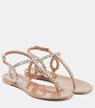 Почти невидимые декорированные ПВХ сандалии Aquazzura, Powder Pink