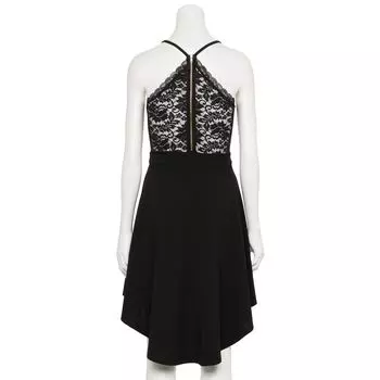 Почти знаменитое юниорское приталенное платье с сетчатой спинкой и высоким низким подолом Almost Famous, красный