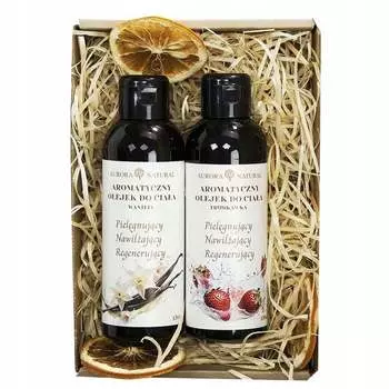 Подарочная корзина с ухаживающими маслами 2x150 мл: клубника, ваниль Aurora