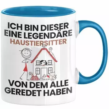 Подарочная кружка для няни для домашних животных. Забавная идея подарка на день рождения для няни для домашних животных. Я — легендарная няня для домашних животных. Все говорили о кофейной кружке (синей) Trendation, синий