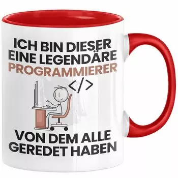 Подарочная кружка для программиста. Забавная идея подарка на день рождения для программиста. Я — легендарный программист. Все говорили о кофейной кружке (красной) Trendation, красный