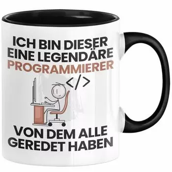 Подарочная кружка для программиста. Забавная идея подарка на день рождения для программиста. Я этот легендарный программист. Все говорили о кофейной кружке (черной) Trendation, черный