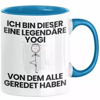 Подарочная кружка «Йог» Забавная идея подарка на день рождения для йога «Я — этот легендарный йог», все говорили о кофейной кружке (синяя) Trendation, синий