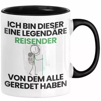 Подарочная кружка путешественника Забавная идея подарка на день рождения для путешественника «Я — легендарный путешественник» Все говорили о кофейной кружке (черной) Trendation, черный