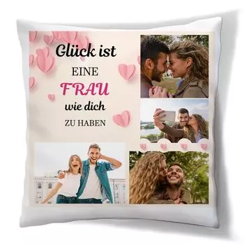 Подарочная подушка на женский день с вашими фотографиями Персонализированный ФОТО ПОДАРОК (45 х 45 см) Фотоподушка с печатью вашей фотографии На юбилей, день рождения, День святого Валентина (с наполнителем) Бумажные сердечки [091] Ferocity