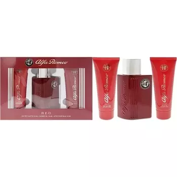 Подарочный набор Alfa Romeo Red из трех предметов: туалетная вода 125 мл, гель для душа 100 мл, бальзам после бритья 100 мл.