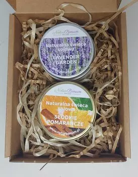 Подарочный набор Ароматизированная двойная упаковка: соевая свеча 100 мл LAVENDER GARDEN + соевая свеча 100 мл SWEET ORANGE NaturBonum