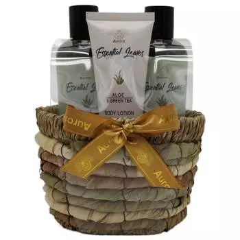 Подарочный набор Aurora, корзина из 3 предметов с алоэ и зеленым чаем