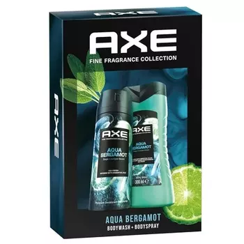 Подарочный набор Axe Fine Fragrance Aqua Bergamot со спреем для тела и гелем для душа 150мл 300мл Axe/Lynx