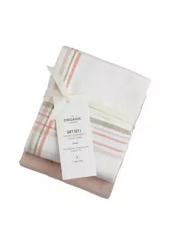 Подарочный набор чайных полотенц i набор из 2 шт The Organic Company, светло-коричневый/розовый