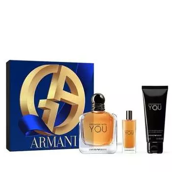 Подарочный набор Emporio Armani Stronger With You для мужчин из трех предметов: туалетная вода-спрей 3,4 жидких унции, 0,5 жидких унций, гель для душа 2,5 жидких унции Giorgio Armani