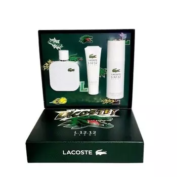 Подарочный набор из 3 предметов Eau De Blanc, 3,4 унции, Edt-спрей для мужчин, Lacoste