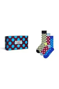 Подарочный набор из 3 разноцветных носков Happy Socks, мультиколор