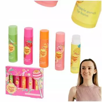 Подарочный набор из 5 бальзамов для губ со вкусом леденцов Chupa Chups