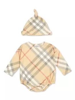 Подарочный набор из двух предметов с клетчатым принтом Burberry Kids, серый