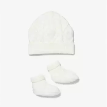 Подарочный набор Michael Kors Kids Cable Knit Hat And Booties Baby, 2 предмета, кремовый