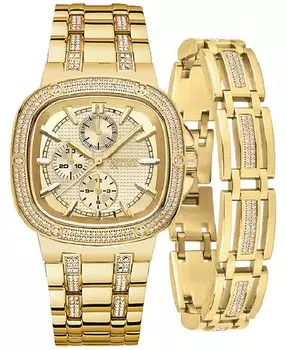 Подарочный набор мужских часов-браслета с кристаллами 46 мм American Exchange
