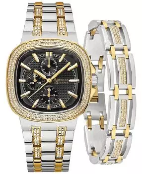 Подарочный набор мужских часов-браслета с кристаллами 46 мм American Exchange