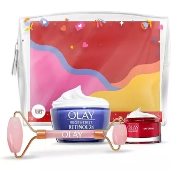 Подарочный набор ночного крема для лица Olay Regenerist Day + Retinol 24 с бесплатным валиком для лица