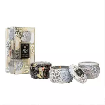 Подарочный набор «Трио» мини-оловянных свечей Voluspa Vanilla Mini