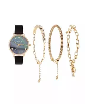 Подарочный набор женских черных часов из искусственной кожи с ремешком 34 мм Jessica Carlyle, черный