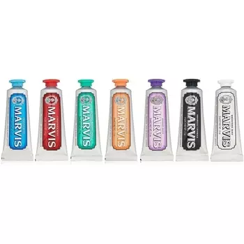 Подарочный набор зубной пасты Marvis 7 Flavors Travel в черной подарочной упаковке