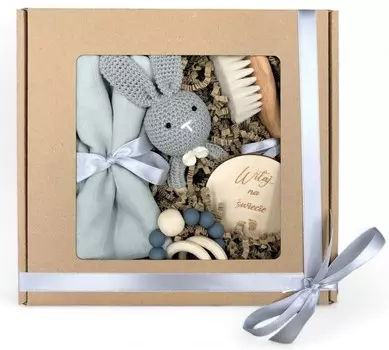 Подарок будущей маме на рождение ребенка в эко-коробке, серый набор. Inna marka